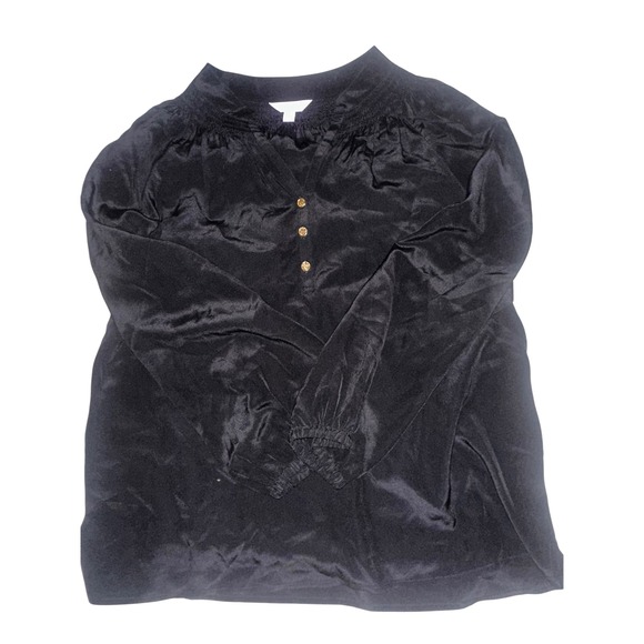 Lilly Pulitzer Black Silk Elisa Long Sleeve Blouse Top M - Picture 4 of 7